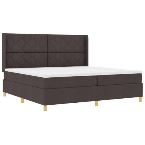 Boxspring Ágy Matracokkal Sötétbarna, 200x200 cm Szövetben