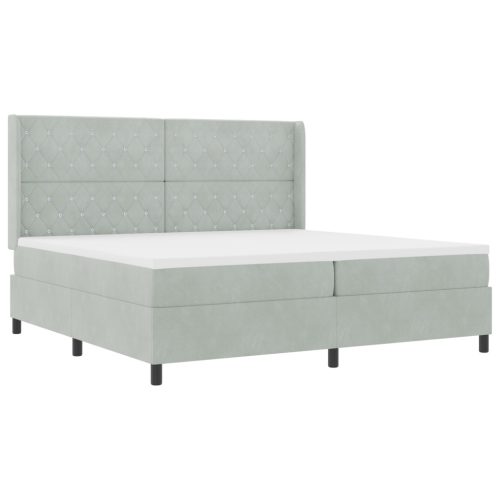 Boxspring Ágy Mattal Világosszürke 200x200 cm Bársony