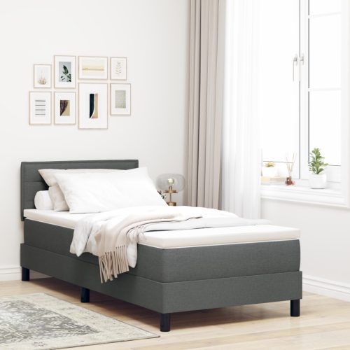 Boxspring ágy matraccal & LED sötétszürke 80x200 cm szövet