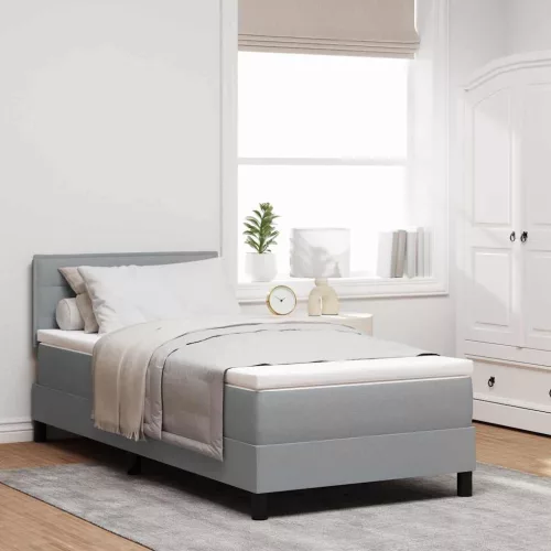 vidaXL Boxrugós ágy matracmal leddel Világosszürke 90 x 190 cm szövet