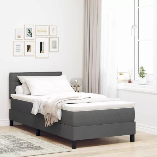 vidaXL Boxrugós ágy matracmal leddel Sötétszürke 90 x 190 cm szövet