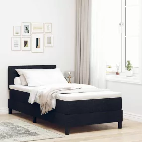   vidaXL Boxrugós ágy matracmal leddel Fekete 90 x 190 cm szövet