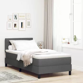   vidaXL Boxrugós ágy matracmal leddel Sötétszürke 90 x 200 cm szövet