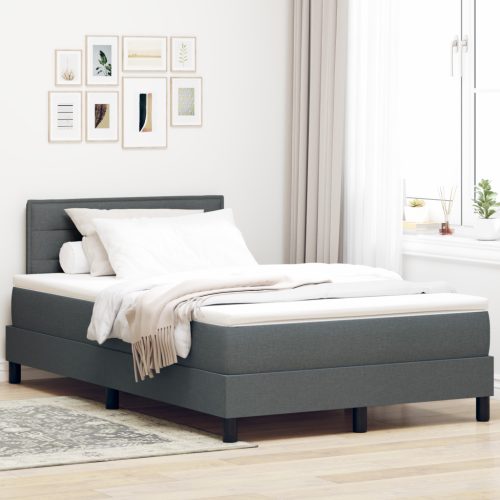 Box Spring Ágy Matraccal & LED Sötétszürke 120x200 cm Szövet