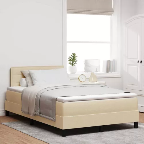 vidaXL Boxrugós ágy matracmal leddel Krém 120 x 200 cm szövet