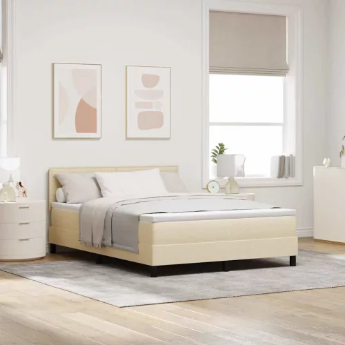vidaXL Boxrugós ágy matracmal leddel Krém 140 x 190 cm szövet