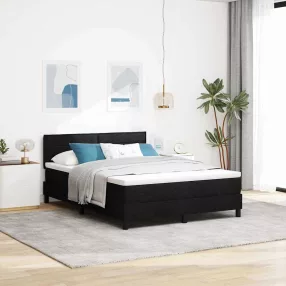   vidaXL Boxrugós ágy matracmal leddel Fekete 140 x 200 cm szövet