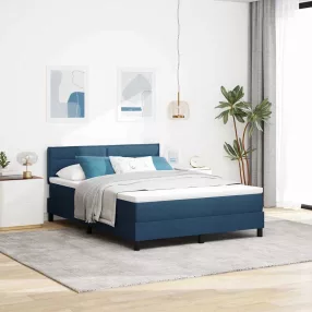   vidaXL Boxrugós ágy matracmal leddel Kék 140 x 200 cm szövet