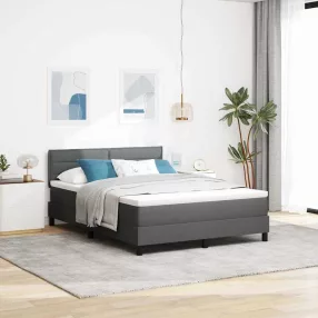   vidaXL Boxrugós ágy matracmal leddel Sötétszürke 160 x 200 cm szövet