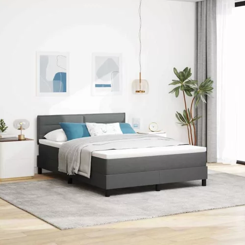vidaXL Boxrugós ágy matracmal leddel Sötétszürke 160 x 200 cm szövet