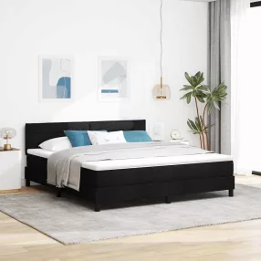   vidaXL Boxrugós ágy matracmal leddel Fekete 180 x 200 cm szövet