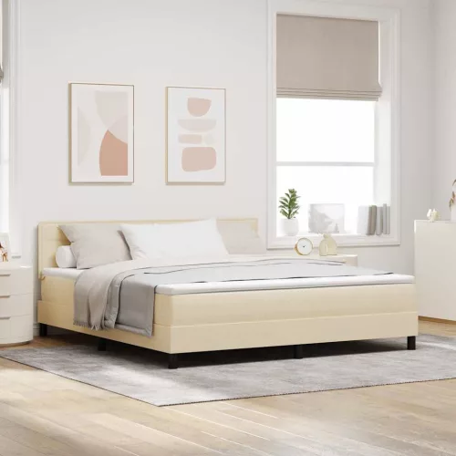 vidaXL Boxrugós ágy matracmal leddel Krém 180 x 200 cm szövet