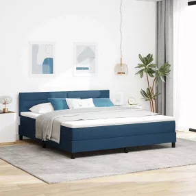   vidaXL Boxrugós ágy matracmal leddel Kék 180 x 200 cm szövet