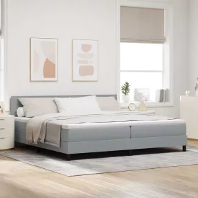   vidaXL Boxrugós ágy matracmal leddel Világosszürke 200 x 200 cm szövet