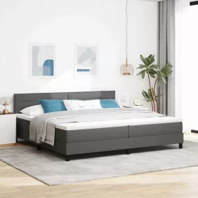   vidaXL Boxrugós ágy matracmal leddel Sötétszürke 200 x 200 cm szövet