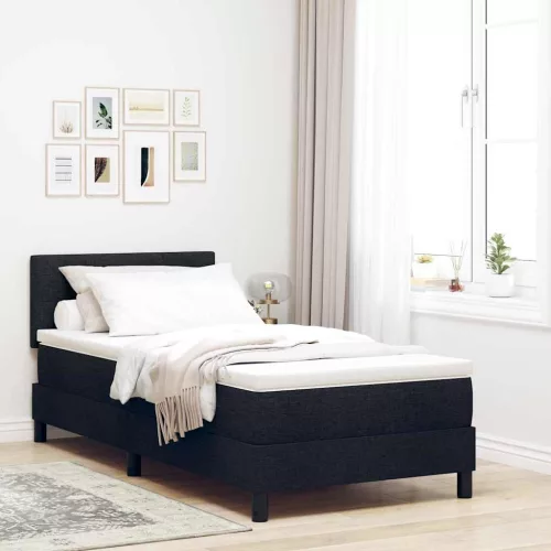 vidaXL Boxrugós ágy matracmal leddel Fekete 80 x 200 cm szövet