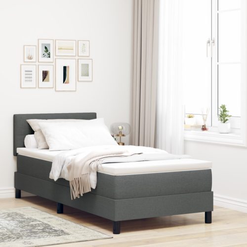 Boxspring Ágy Mattal és LED-del Sötétszürke 90x190 cm Szövet