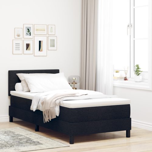 Boxspring Ágy Matrac Karral & LED Fekete 100x200 cm Szövet