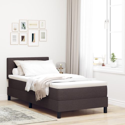 Boxspring Ágy Mattal és LED-del Sötétbarna 100x200 cm Szövet