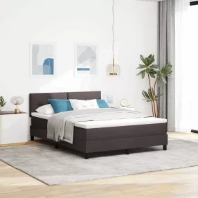   vidaXL Boxrugós ágy matracmal leddel Sötét Barna 140 x 190 cm szövet