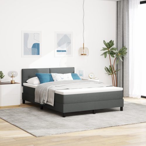 Box Spring Ágy Matraccal & LED Sötétszürke 160x200 cm Szövet