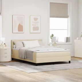   vidaXL Boxrugós ágy matracmal leddel Krém 160 x 200 cm szövet