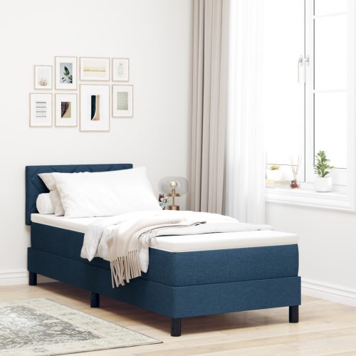 Boxspring Ágy Matraccal & LED Kék 80x200 cm Szövet