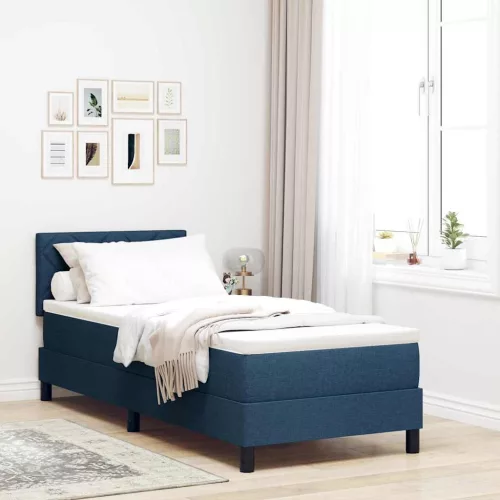 vidaXL Boxrugós ágy matracmal leddel Kék 80 x 200 cm szövet