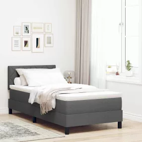   vidaXL Boxrugós ágy matracmal leddel Sötétszürke 100 x 200 cm szövet