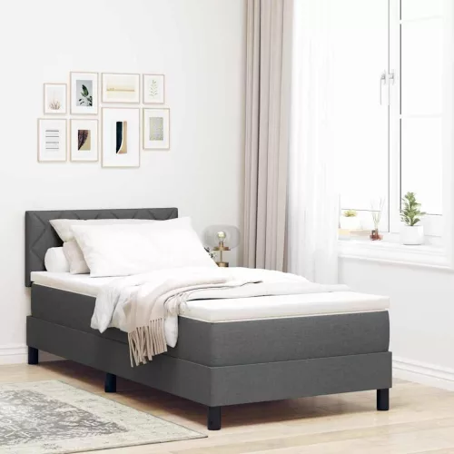 vidaXL Boxrugós ágy matracmal leddel Sötétszürke 100 x 200 cm szövet