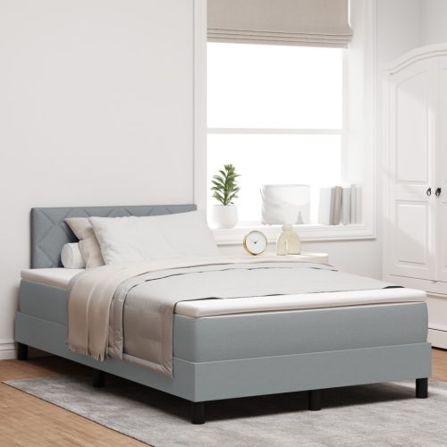 Boxspring Ágy Matrac és LED Világosszürke 120x200 cm Szövet