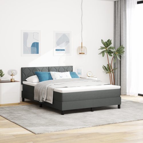 Box Spring Ágy Matraccal & LED Sötétszürke 140x200 cm Szövet