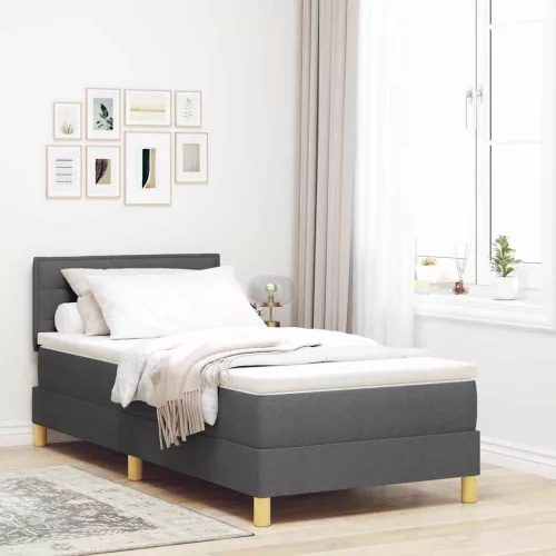 vidaXL LED Box Spring Ágy párnával Sötétszürke 80 x 200 cm szövet