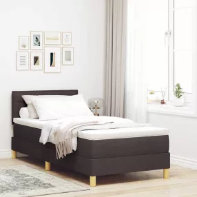   vidaXL LED Box Spring Ágy fejtámlával Sötét Barna 80 x 200 cm szövet
