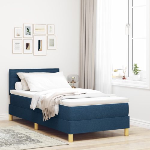 Boxspring ágy matraccal és LED-del, kék, 80x200 cm, szövet