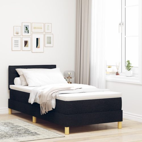 Rugós Ágy Mattal & LED Fekete 90x190 cm Szövet