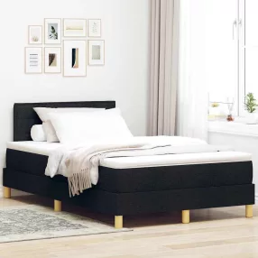 LED Box Spring Ágy matracmal Fekete 120 x 190 cm szövet