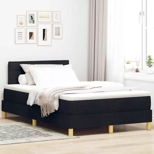 LED Box Spring Ágy matracmal Fekete 120 x 200 cm szövet