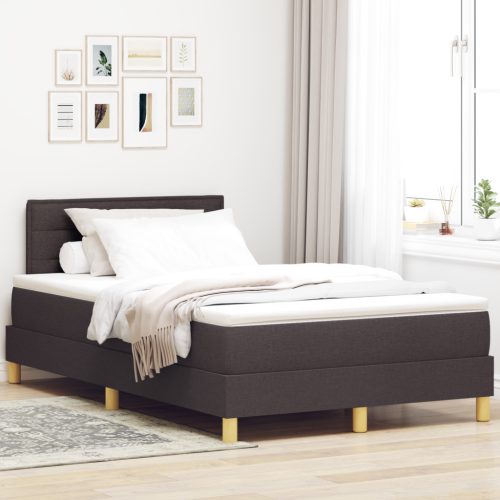 Box Spring Ágy matraccal és LED világítással Sötétbarna 120x200 cm Szövet