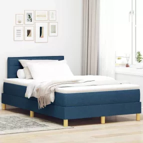   vidaXL LED Box Spring Ágy LED szalagokkal Kék 120 x 200 cm szövet