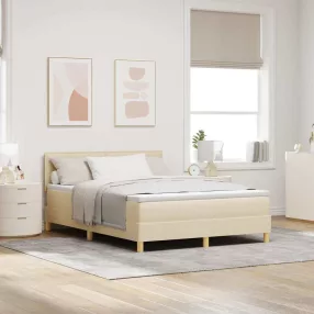   vidaXL LED Box Spring Ágy LED szalagokkal Krém 140 x 200 cm szövet