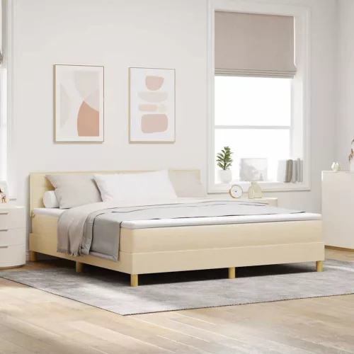 LED Box Spring Ágy matracmal leddel Krém 180 x 200 cm szövet