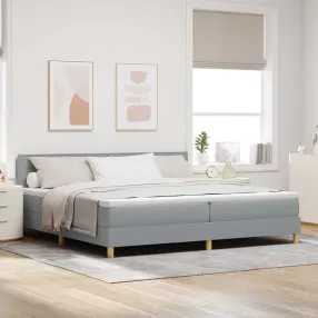   vidaXL LED Box Spring Ágy matracmal Világosszürke 200 x 200 cm szövet