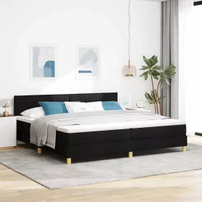   vidaXL LED Box Spring Ágy LED szalagokkal Fekete 200 x 200 cm szövet