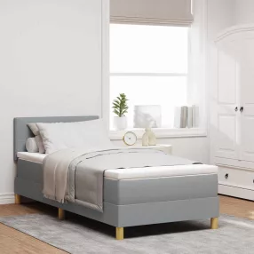  vidaXL LED Box Spring Ágy fejtámlával Világosszürke 90 x 190 cm szövet