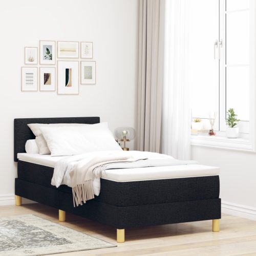 Box Spring Ágy Matrac & LED Fekete 90x200 cm Szövet