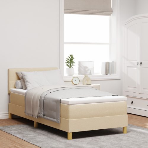 Box Spring Ágy Matraccal és LED-del Krém 100x200 cm Szövet