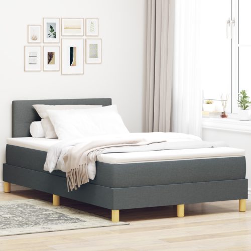 Box Spring Ágy Matraccal & LED Sötétszürke 120x190 cm Szövet