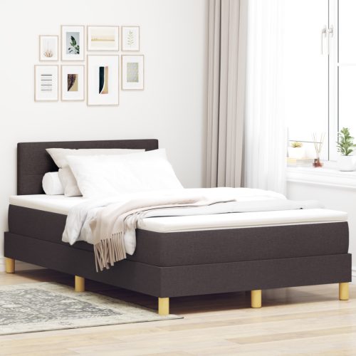 Boxspring ágy matraccal és LED világítással, sötétbarna, 120x200 cm, szövet