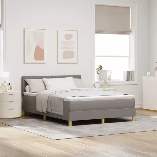 vidaXL LED Box Spring Ágy LED szalagokkal Tópszínű 160 x 200 cm szövet